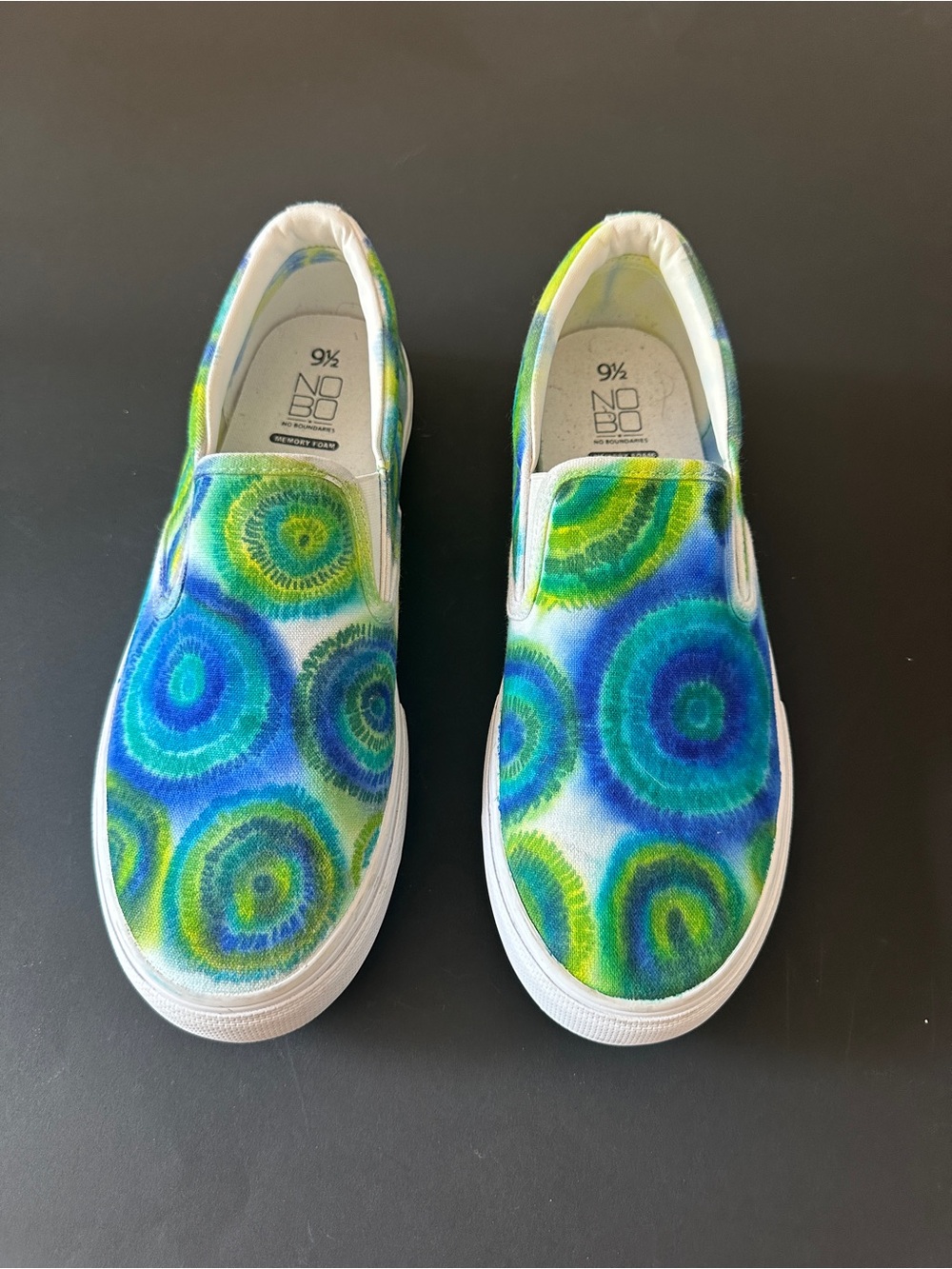 No Boundaries Slip-On Tie-Dye Sneakers - Blue, Green & Yellow